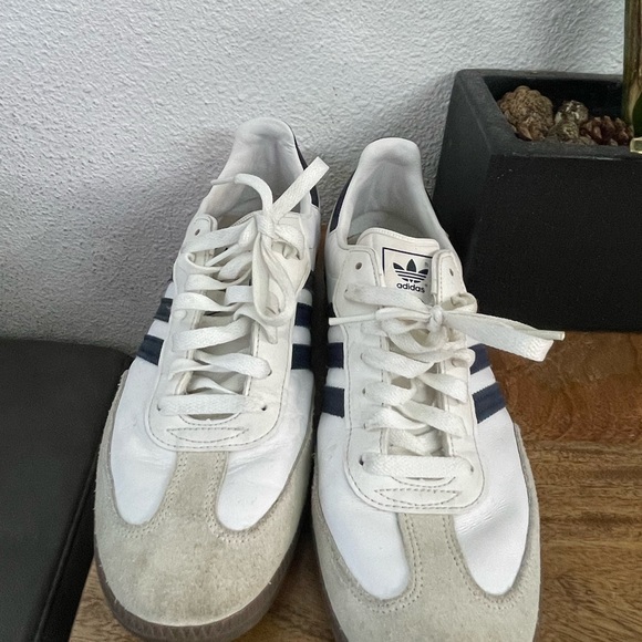 Vintage adidas samba men’s size 9.5 white/navy - Picture 3 of 6